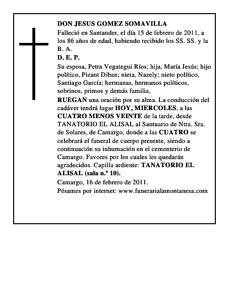 DON JESUS GOMEZ SOMAVILLA