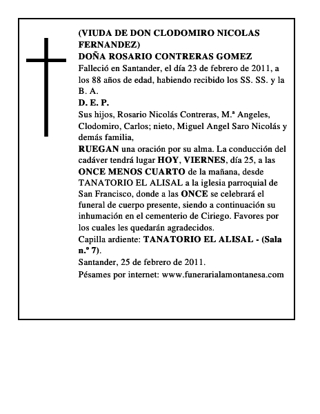 DOÑA ROSARIO CONTRERAS GOMEZ