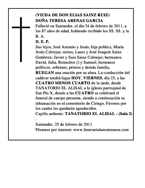 DOÑA TERESA ARENAS GARCIA