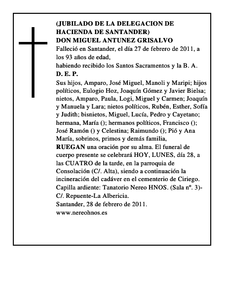 DON MIGUEL ANTUNEZ GRISALVO