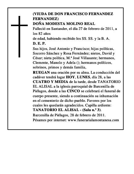 DOÑA MODESTA MOLINO REAL