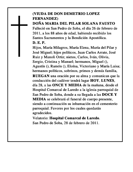 DOÑA MARIA DEL PILAR SOLANA FAUSTO