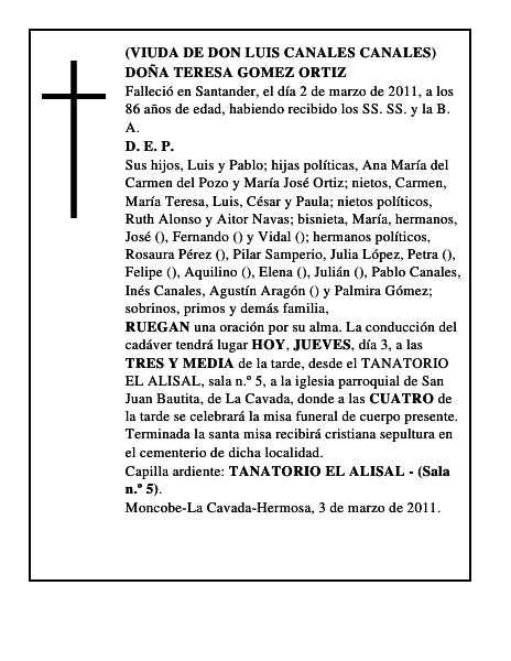 DOÑA TERESA GOMEZ ORTIZ
