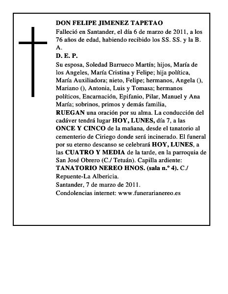 DON FELIPE JIMENEZ TAPETAO