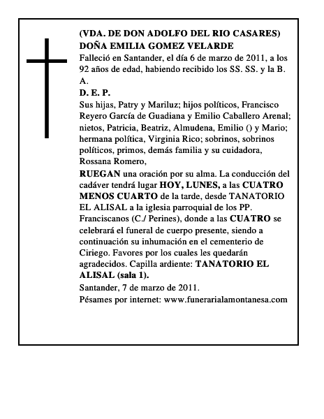 DOÑA EMILIA GOMEZ VELARDE
