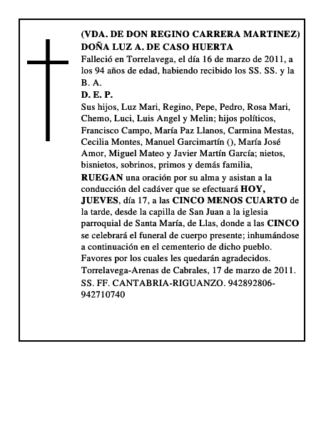 DOÑA LUZ A. DE CASO HUERTA