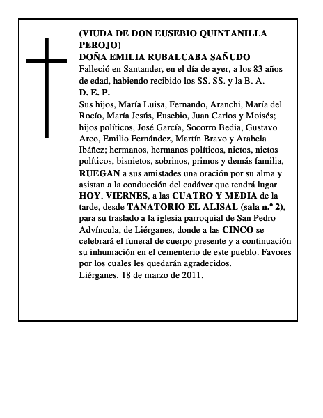 DOÑA EMILIA RUBALCABA SAÑUDO