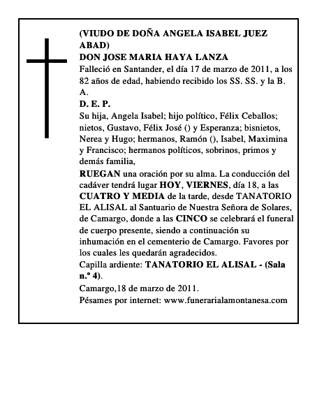 DON JOSE MARIA HAYA LANZA