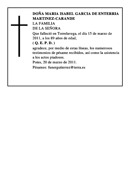 DOÑA MARIA ISABEL GARCIA DE ENTERRIA MARTINEZ-CARANDE