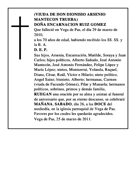 DOÑA ENCARNACION RUIZ GOMEZ