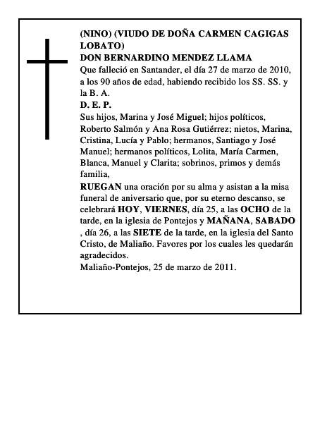 DON BERNARDINO MENDEZ LLAMA