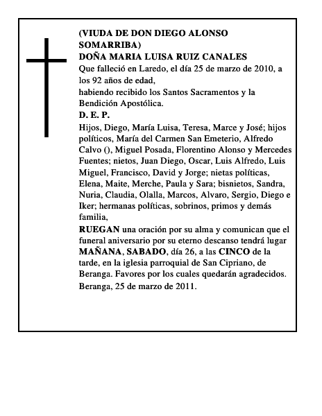 DOÑA MARIA LUISA RUIZ CANALES