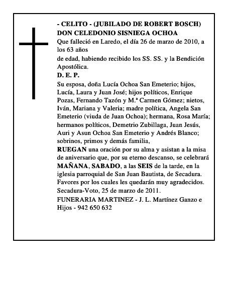 DON CELEDONIO SISNIEGA OCHOA