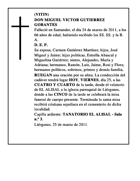 DON MIGUEL VICTOR GUTIERREZ GOBANTES