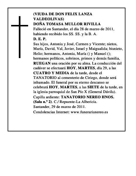 DOÑA TOMASA MULLOR RIVILLA