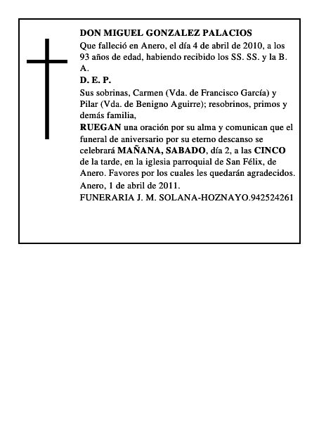 DON MIGUEL GONZALEZ PALACIOS