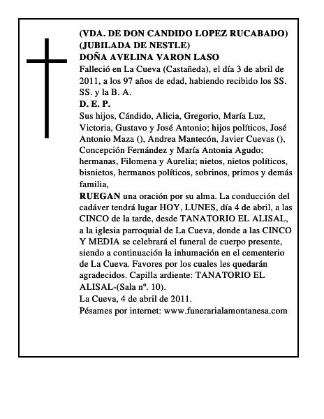 DOÑA AVELINA VARON LASO