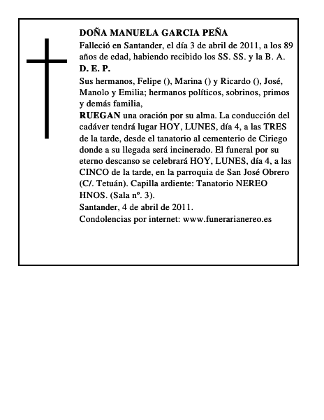 DOÑA MANUELA GARCIA PEÑA