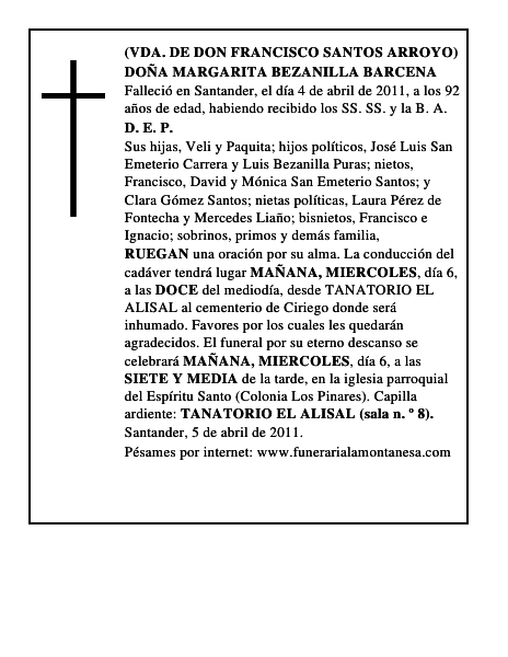 DOÑA MARGARITA BEZANILLA BARCENA