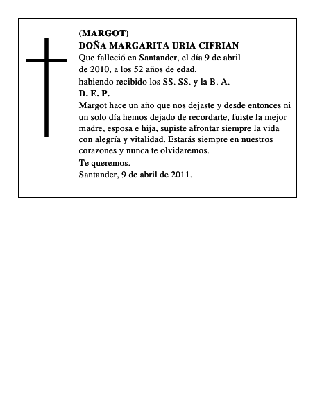 DOÑA MARGARITA URIA CIFRIAN