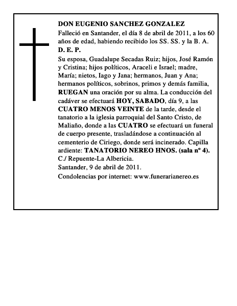 DON EUGENIO SANCHEZ GONZALEZ