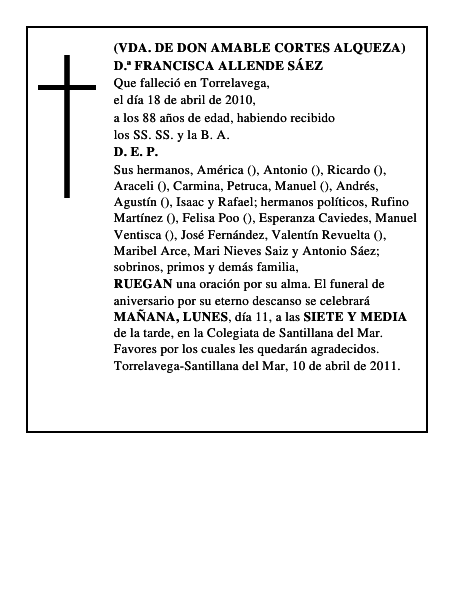 D.ª FRANCISCA ALLENDE SÁEZ