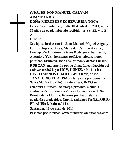 DOÑA MERCEDES ECHEVARRIA TOCA