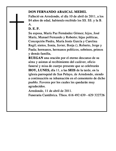 DON FERNANDO ABASCAL MEDEL