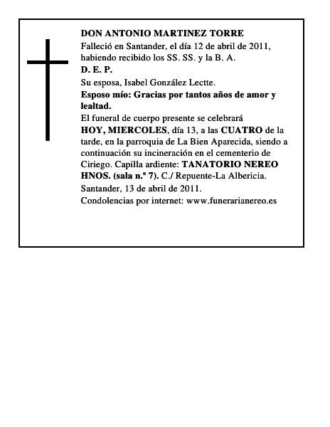 DON ANTONIO MARTINEZ TORRE