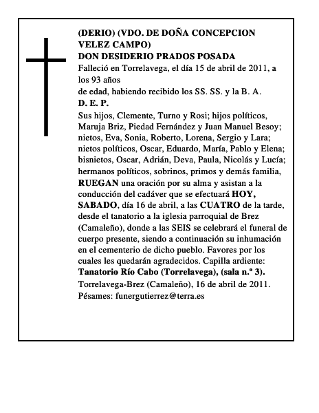 DON DESIDERIO PRADOS POSADA