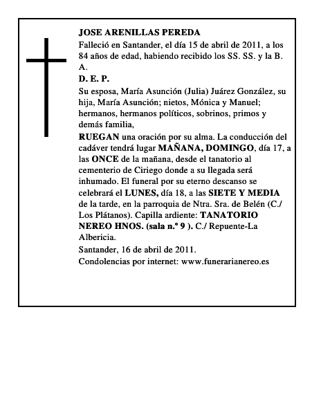 JOSE ARENILLAS PEREDA