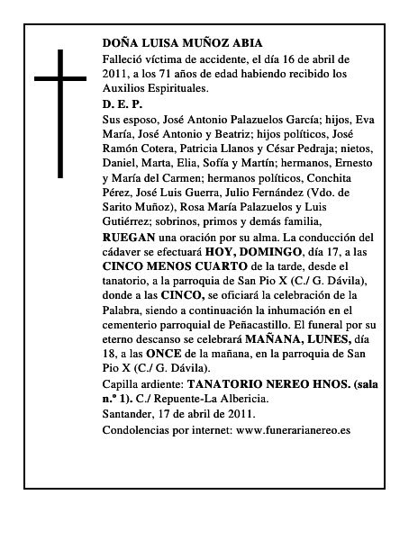 DOÑA LUISA MUÑOZ ABIA