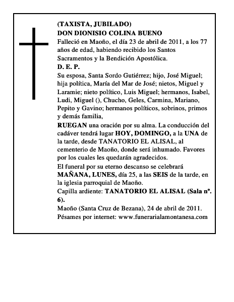 DON DIONISIO COLINA BUENO