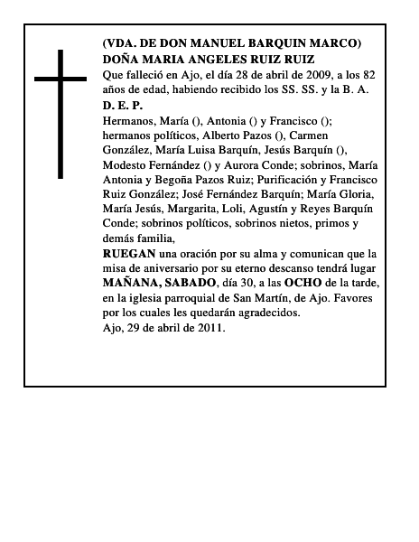 DOÑA MARIA ANGELES RUIZ RUIZ