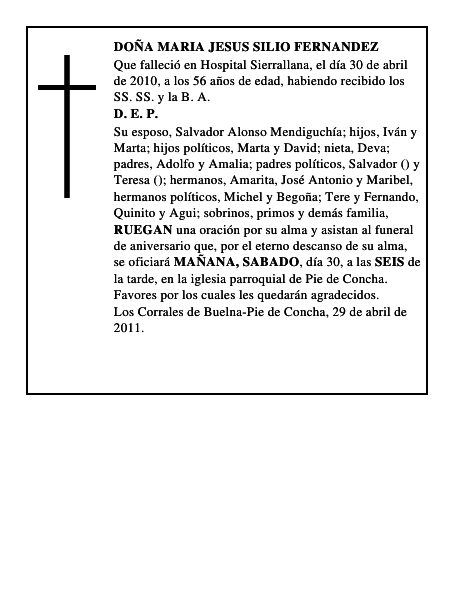 DOÑA MARIA JESUS SILIO FERNANDEZ