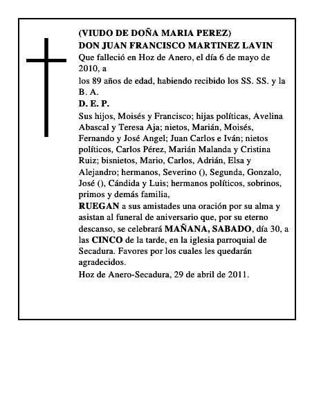 DON JUAN FRANCISCO MARTINEZ LAVIN