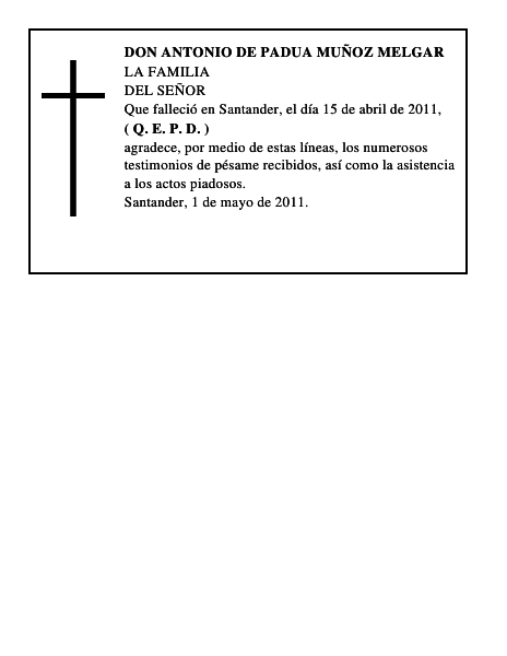DON ANTONIO DE PADUA MUÑOZ MELGAR