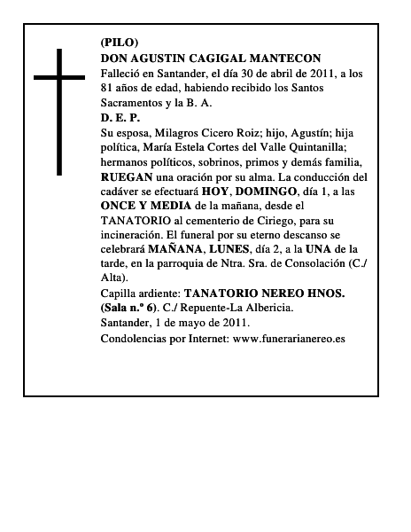 DON AGUSTIN CAGIGAL MANTECON