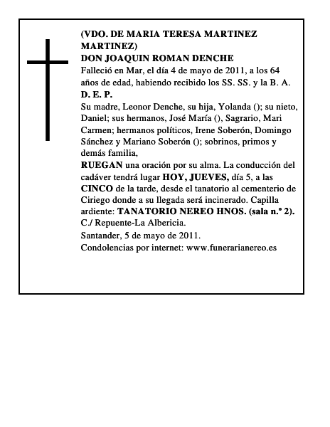 DON JOAQUIN ROMAN DENCHE