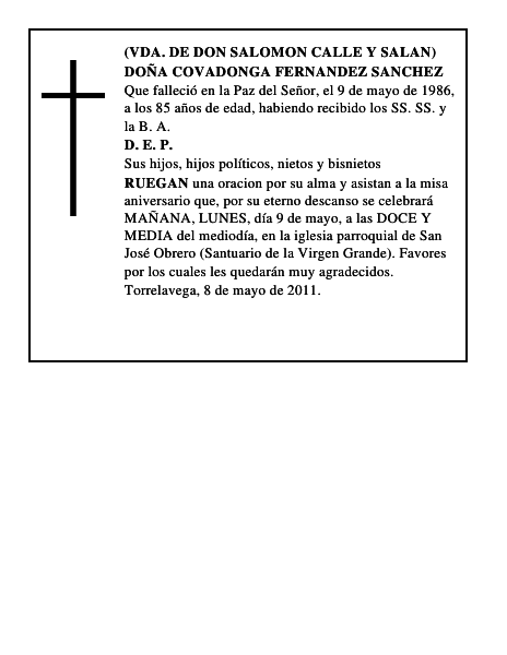 DOÑA COVADONGA FERNANDEZ SANCHEZ