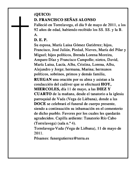 D. FRANCISCO SEÑAS ALONSO