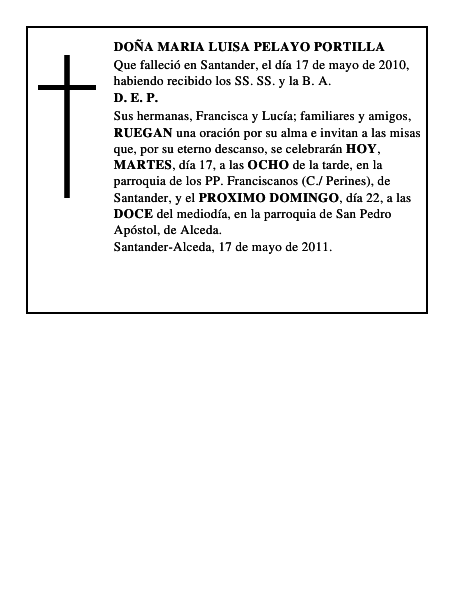 DOÑA MARIA LUISA PELAYO PORTILLA