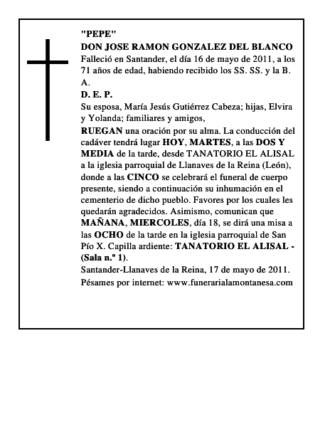 DON JOSE RAMON GONZALEZ DEL BLANCO