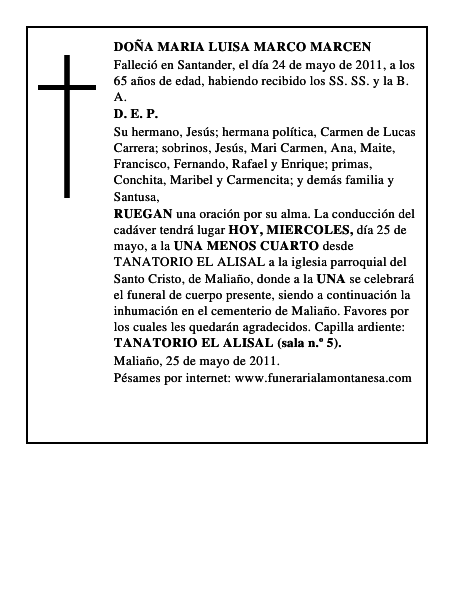DOÑA MARIA LUISA MARCO MARCEN
