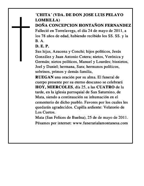 DOÑA CONCEPCION HONTAÑON FERNANDEZ