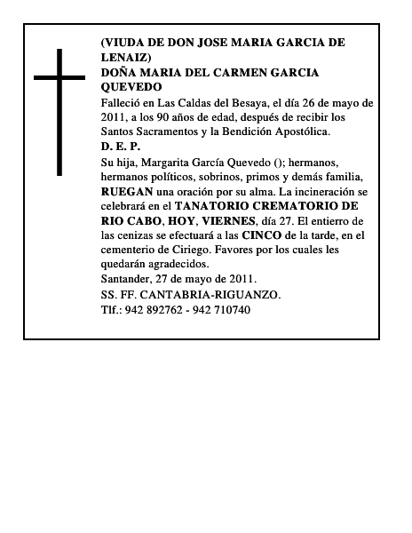 DOÑA MARIA DEL CARMEN GARCIA QUEVEDO