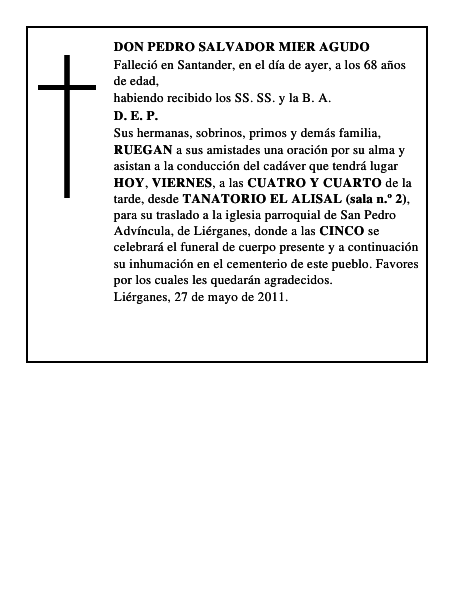 DON PEDRO SALVADOR MIER AGUDO