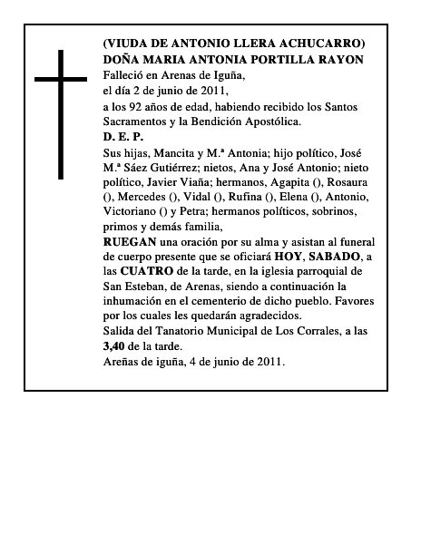 DOÑA MARIA ANTONIA PORTILLA RAYON