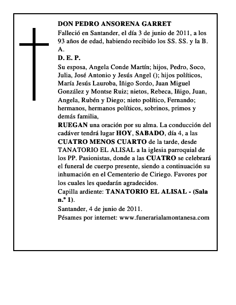 DON PEDRO ANSORENA GARRET