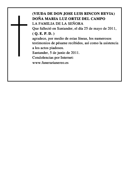 DOÑA MARIA LUZ ORTIZ DEL CAMPO